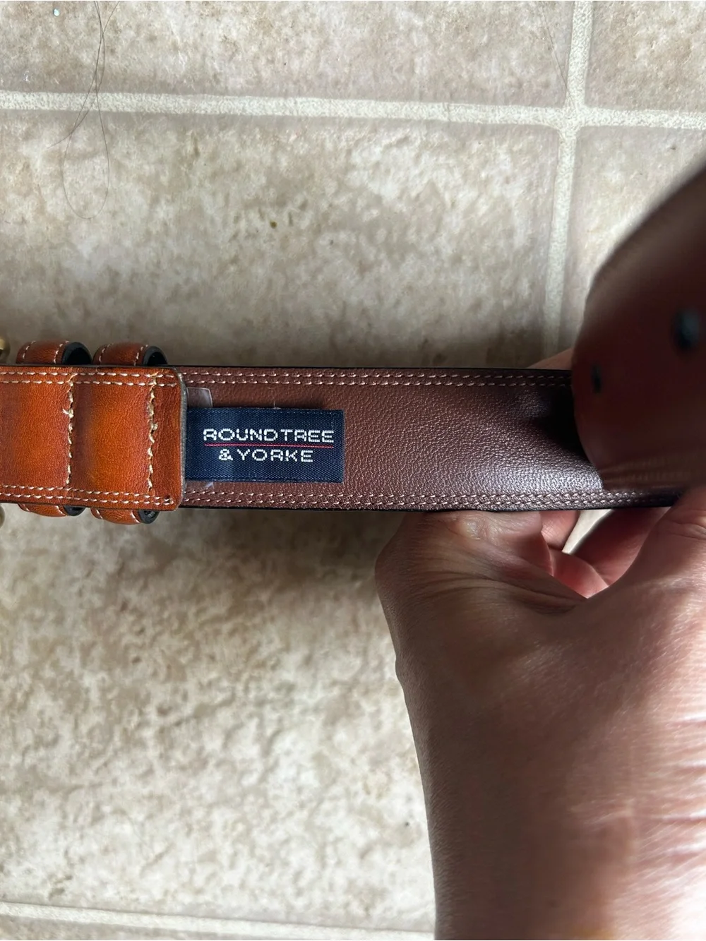 Men's Brown Leather Belt with Brass Buckle